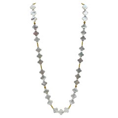 Long Necklace with Mother-of-Pearl & 18K Solid Gold Beads