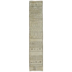 Long New Hand Knotted Wool Moroccan Runner Rug