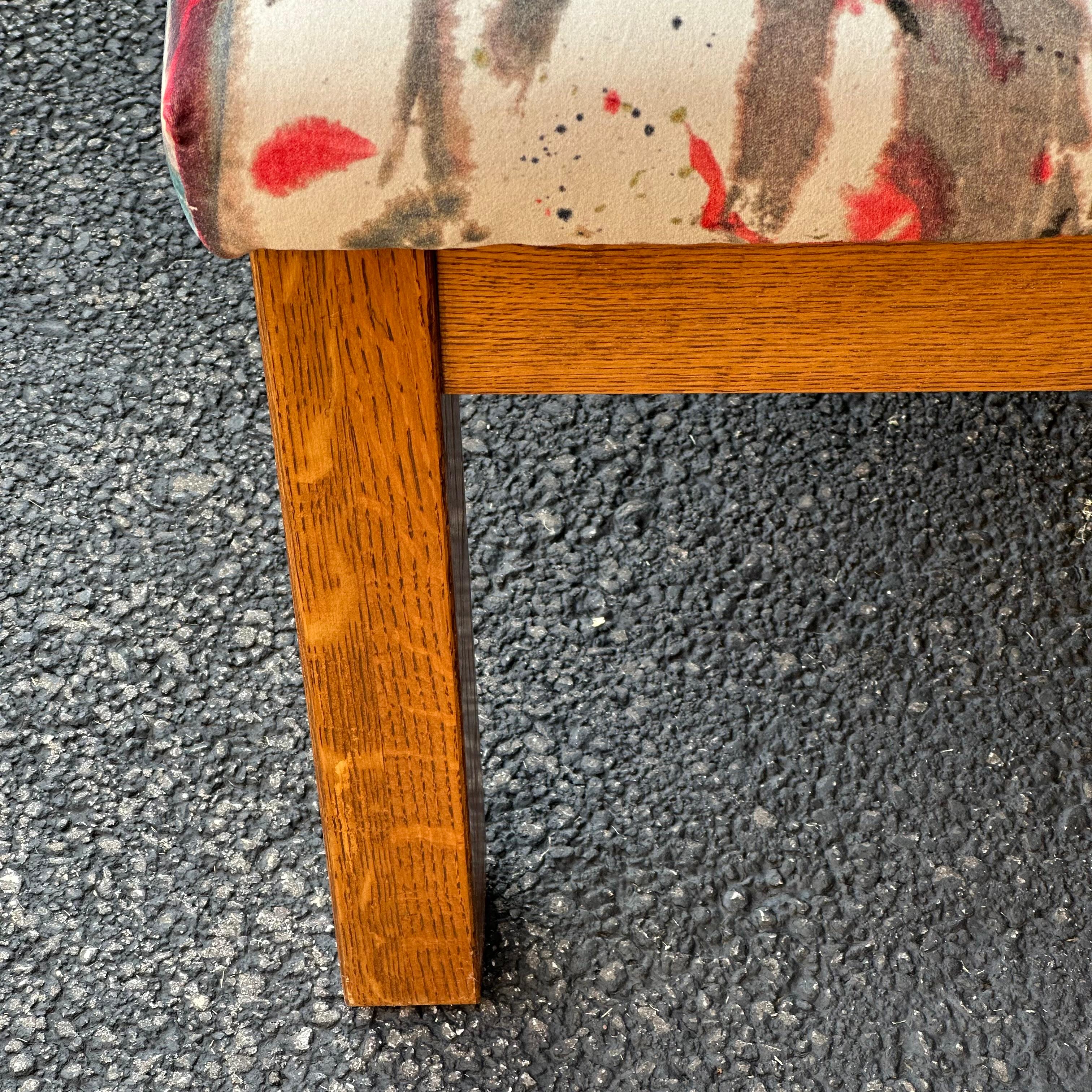 Long Oak Bench with Holly Hunt Upholstery 5