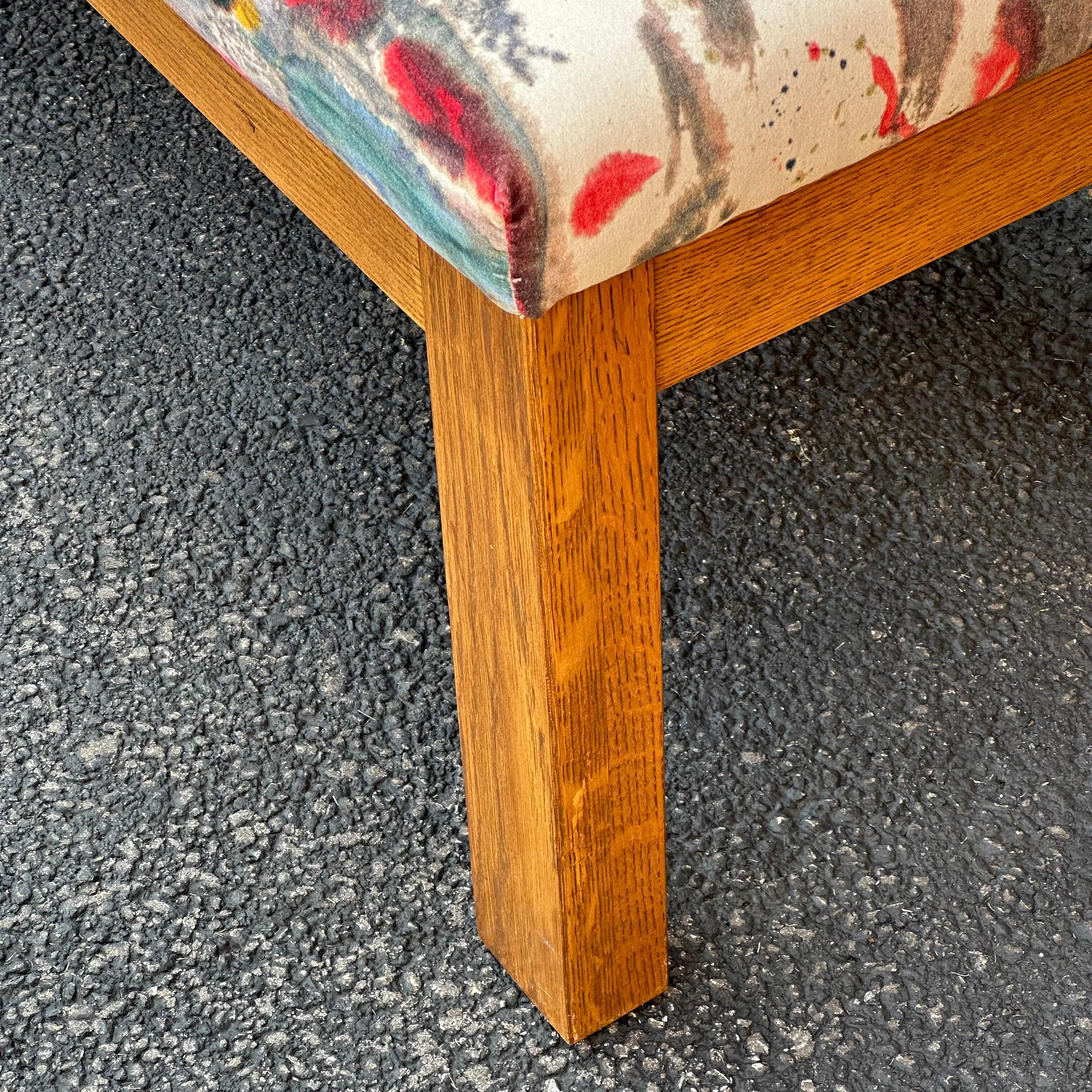 Long Oak Bench with Holly Hunt Upholstery 6