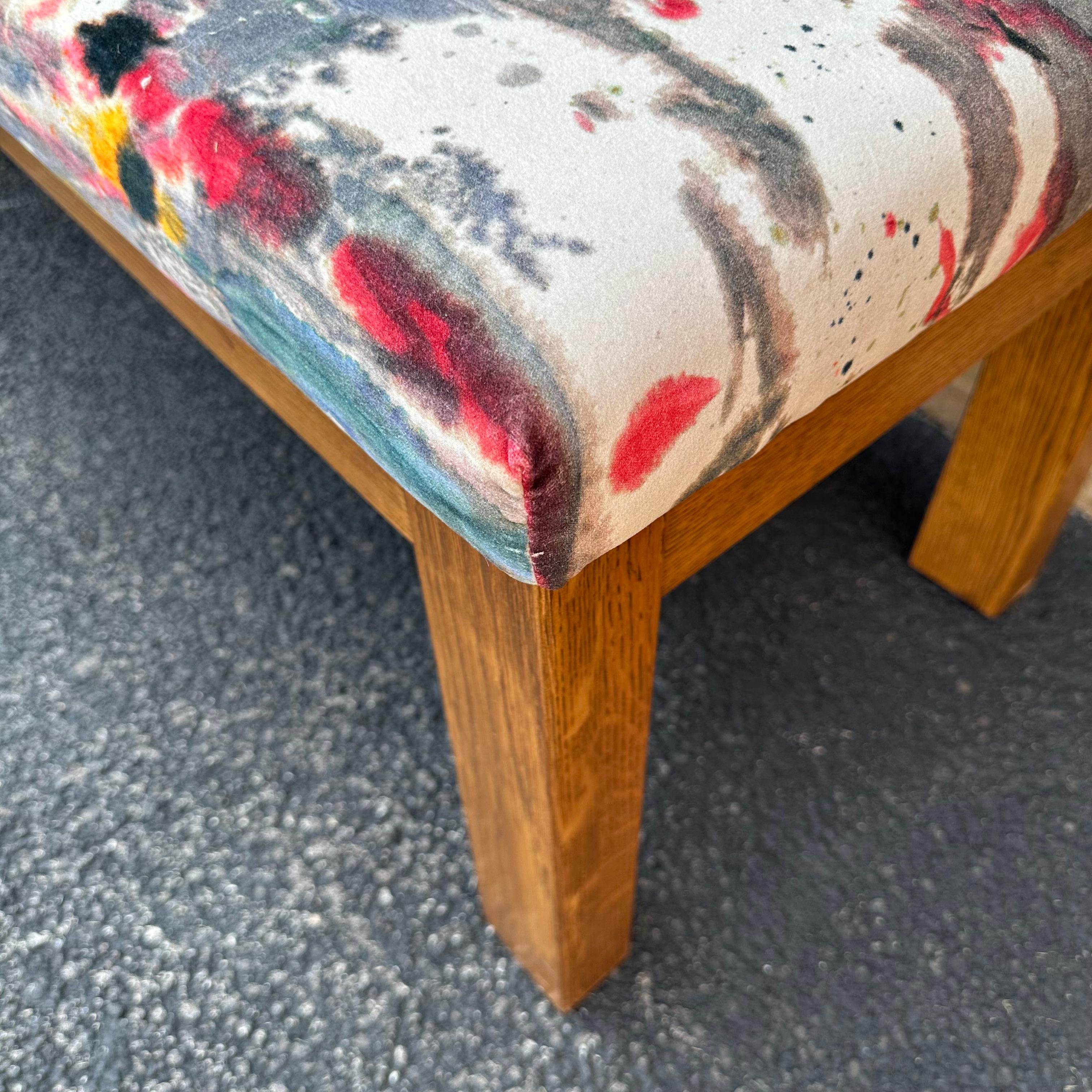 Long Oak Bench with Holly Hunt Upholstery 1