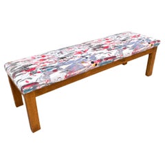 Long Oak Bench with Holly Hunt Upholstery