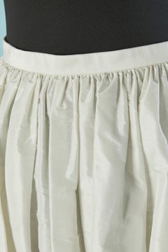 Long off-white raw silk skirt with gather around the waist CHRISTIAN DIOR