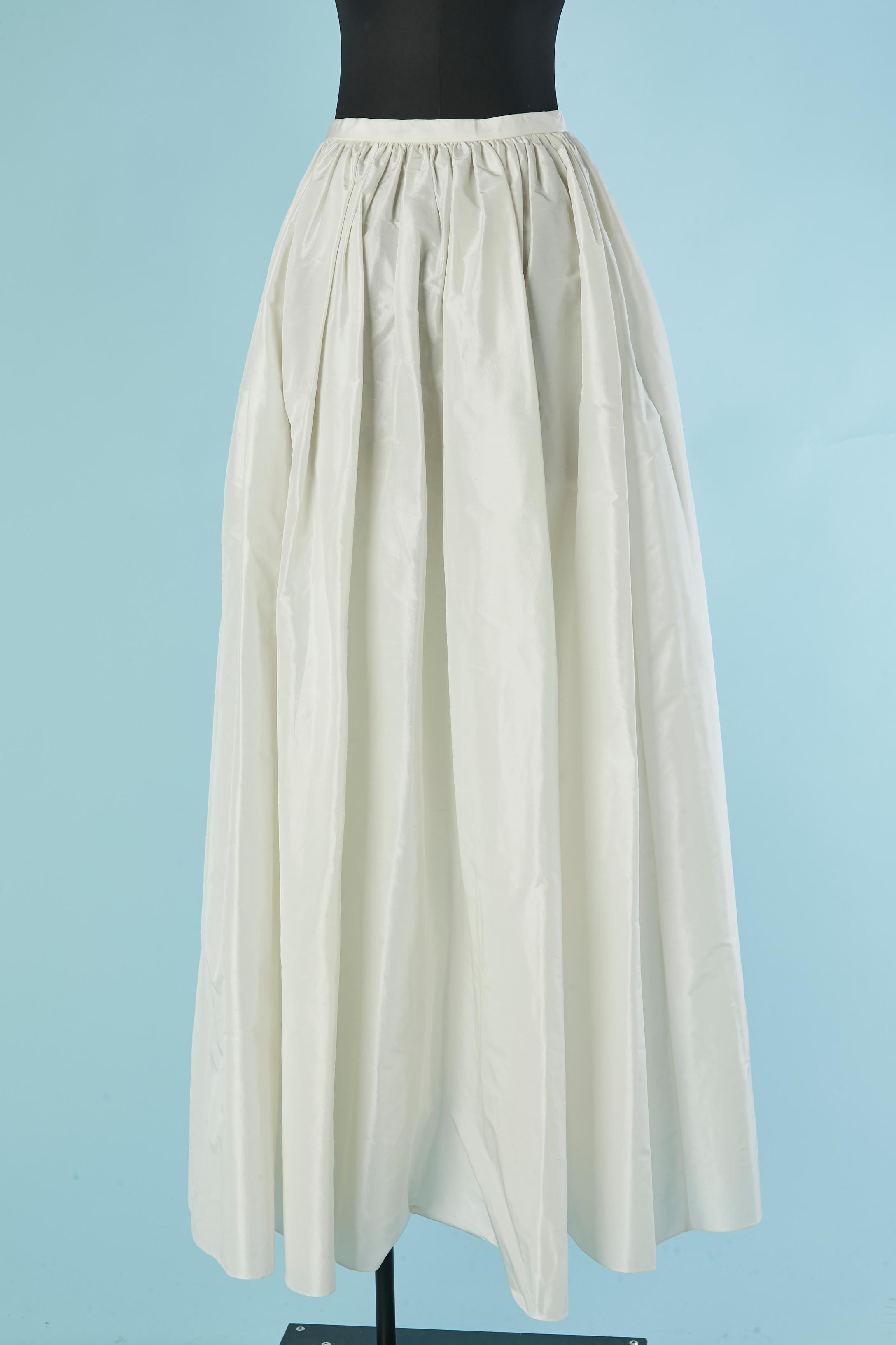 Longue jupe en soie écrue blanc cassé avec fronces à la taille CHRISTIAN DIOR en vente 1