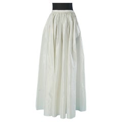 Long off-white raw silk skirt with gather around the waist CHRISTIAN DIOR