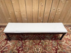 Long office bench – Louis XIII style – Rosary turned legs – Solid wood