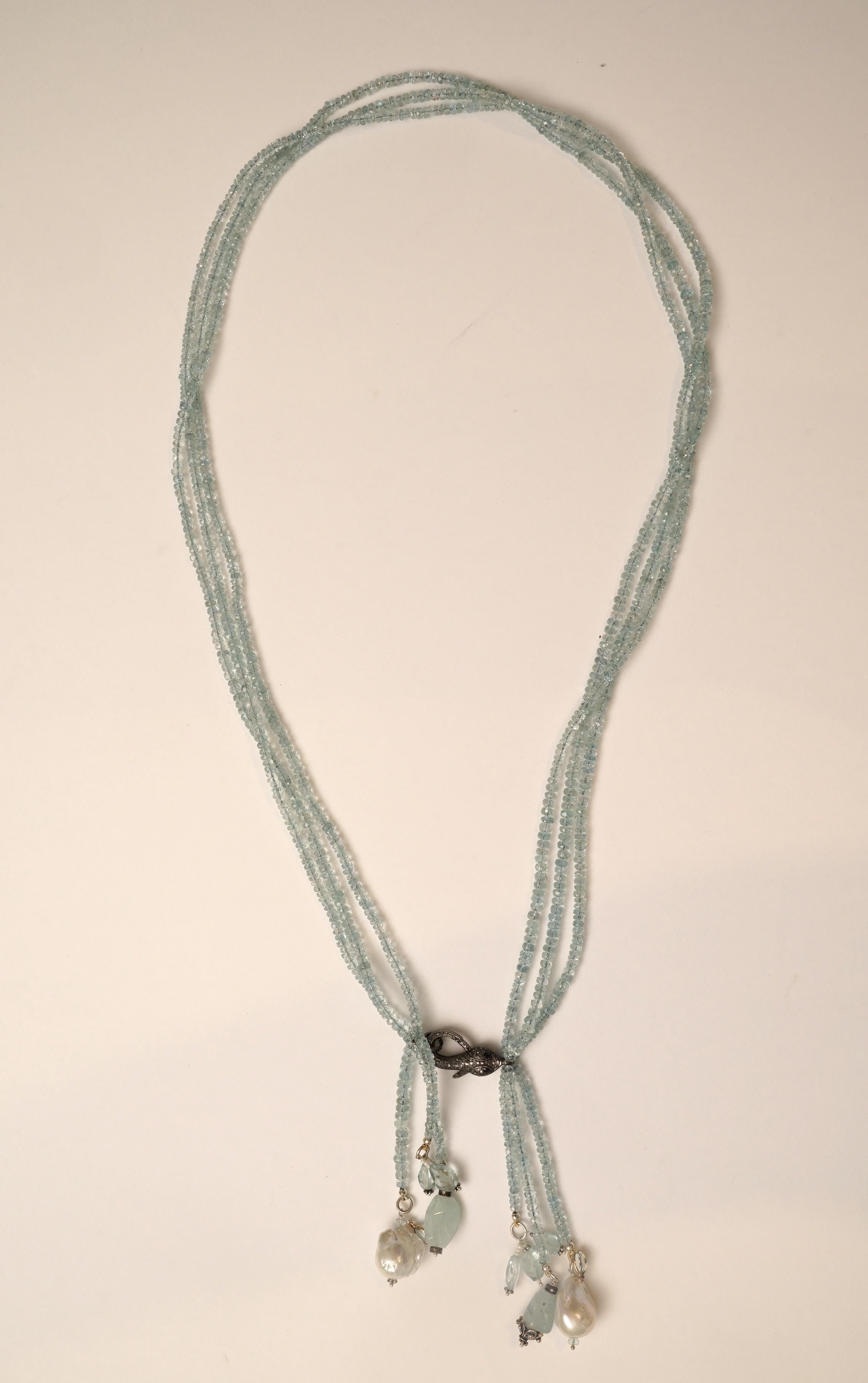 Long or Short Aquamarine Necklace with Diamonds by Deborah Lockhart Phillips 1