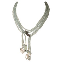 Long or Short Aquamarine Necklace with Diamonds by Deborah Lockhart Phillips