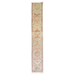 Vintage Long Orange Turkish Anatolian Geometric Runner
