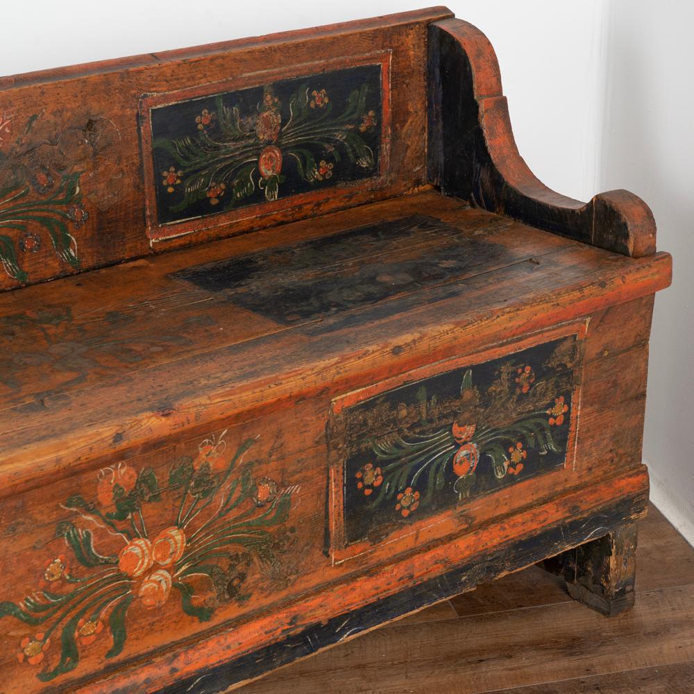 Long Original Painted Bench With Storage, Hungary circa 1890 2