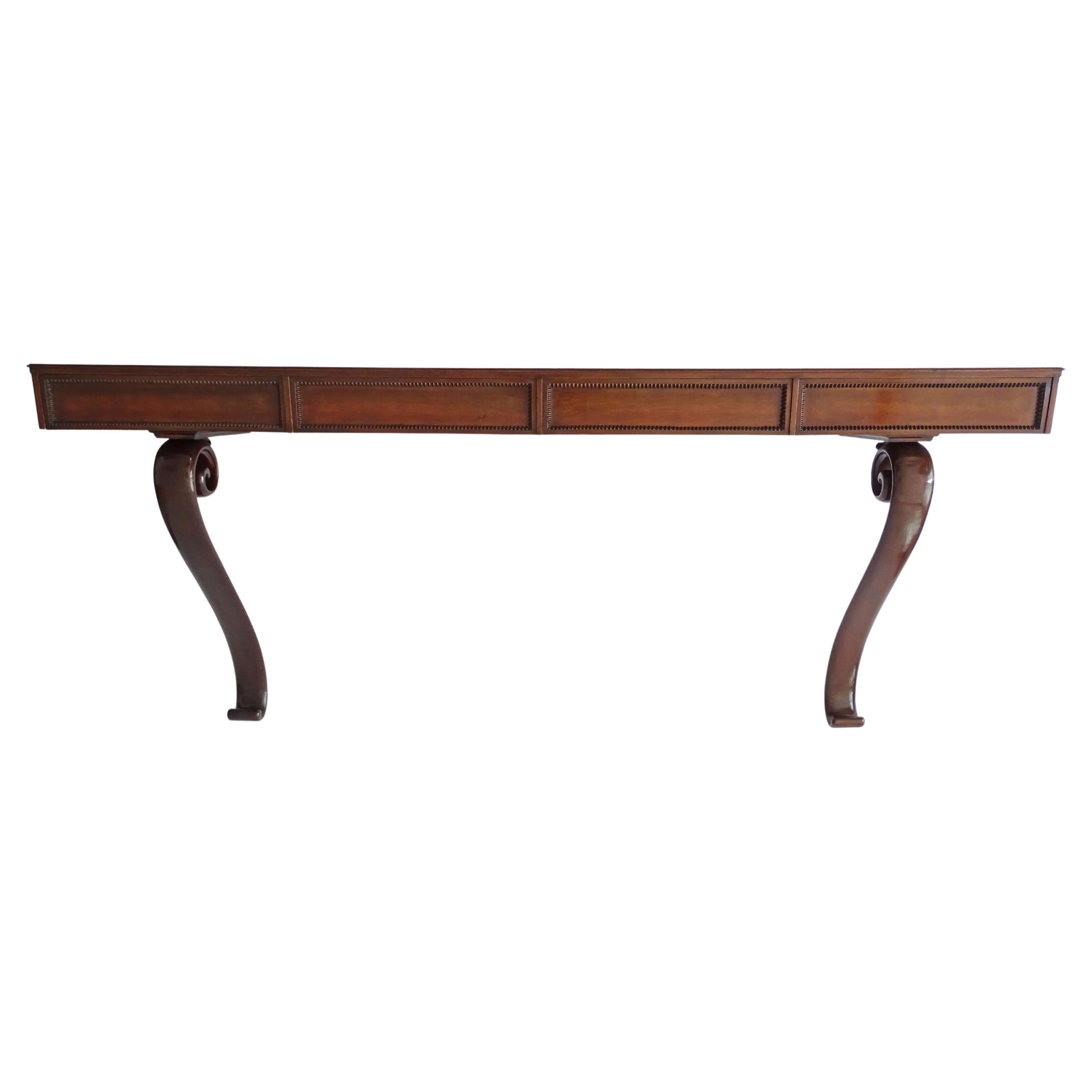 Mid-Century Modern Italian 1940s Large Wall Console with Four Drawers For Sale