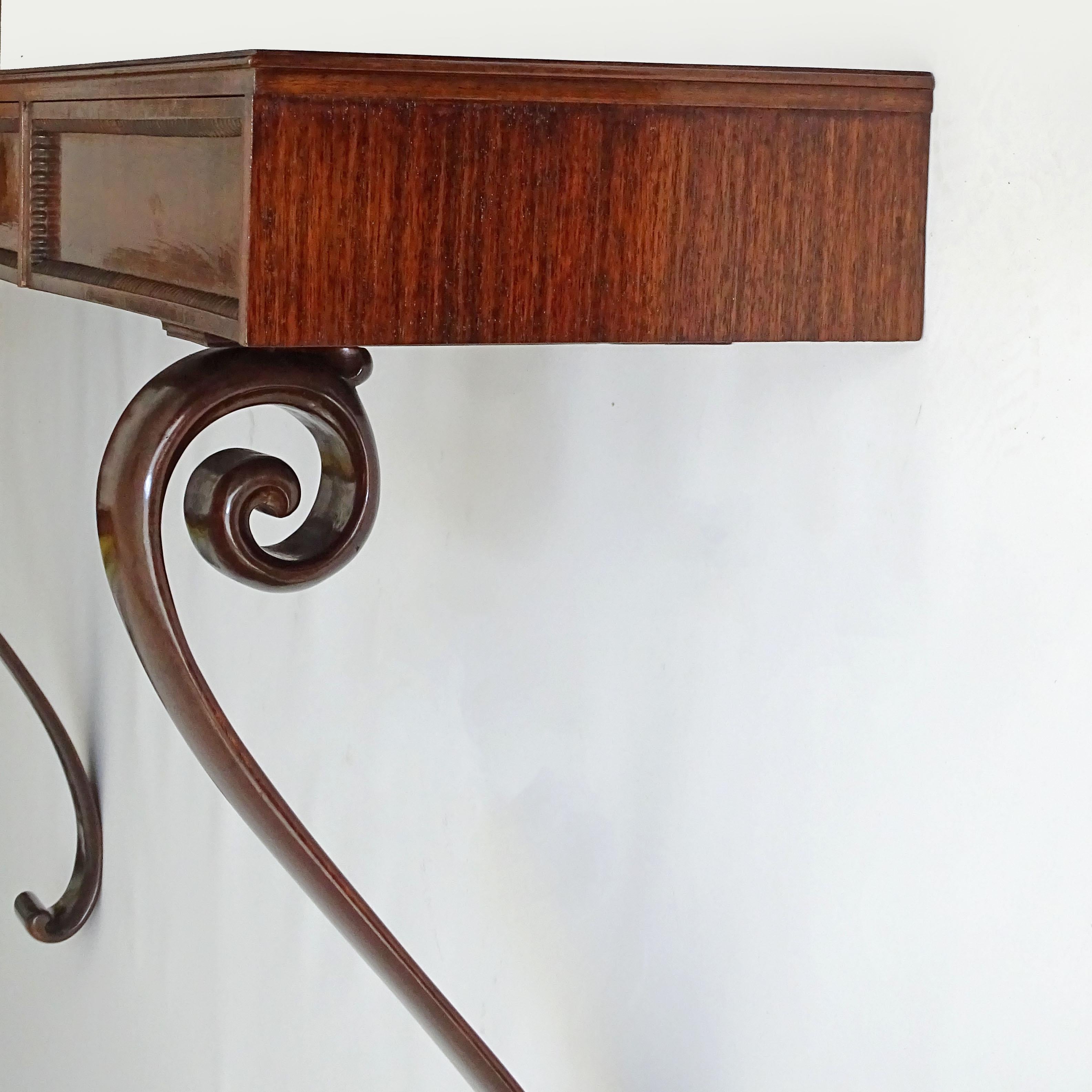 Mid-20th Century Italian 1940s Large Wall Console with Four Drawers For Sale