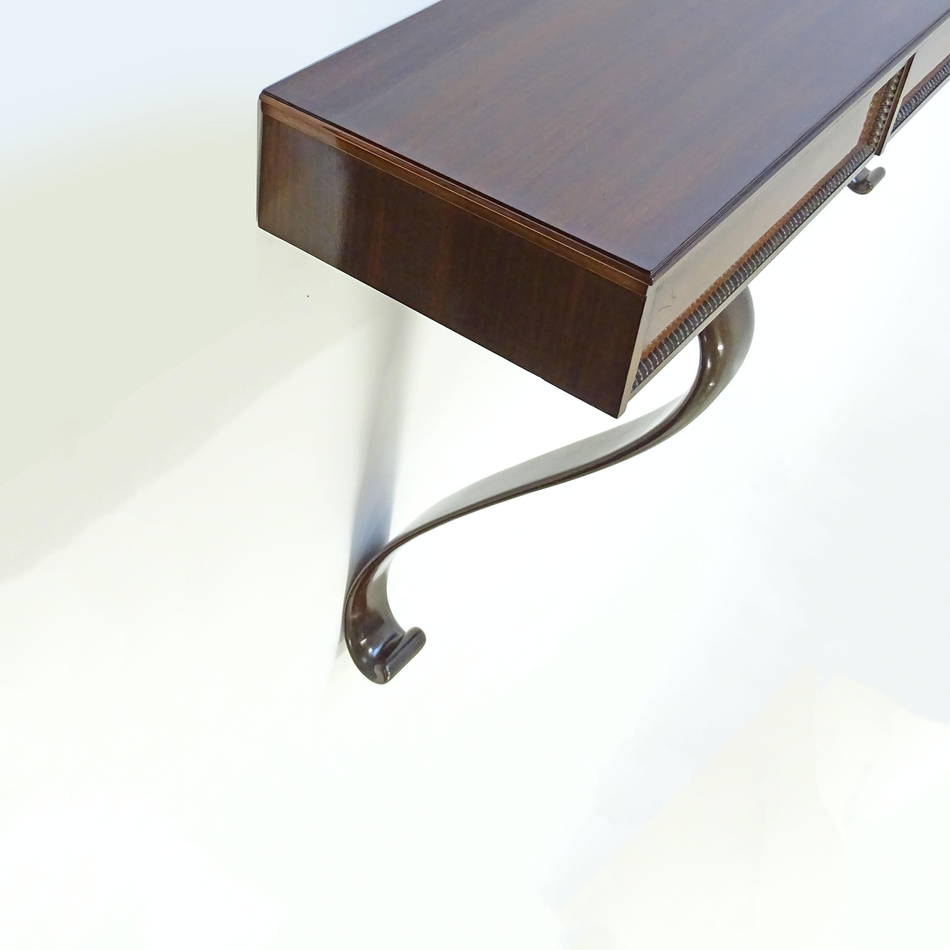 Italian 1940s Large Wall Console with Four Drawers For Sale 1