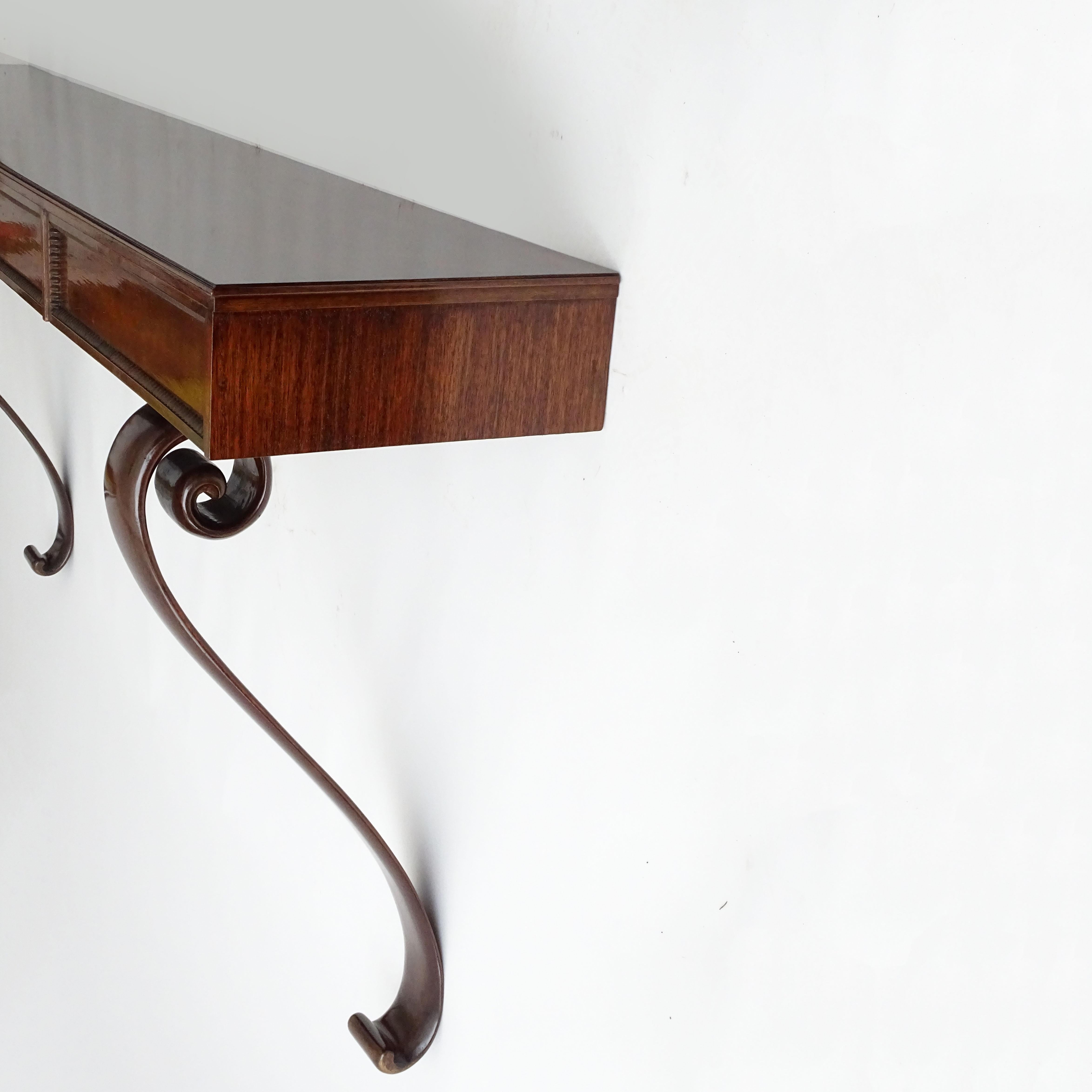 Italian 1940s Large Wall Console with Four Drawers For Sale 2