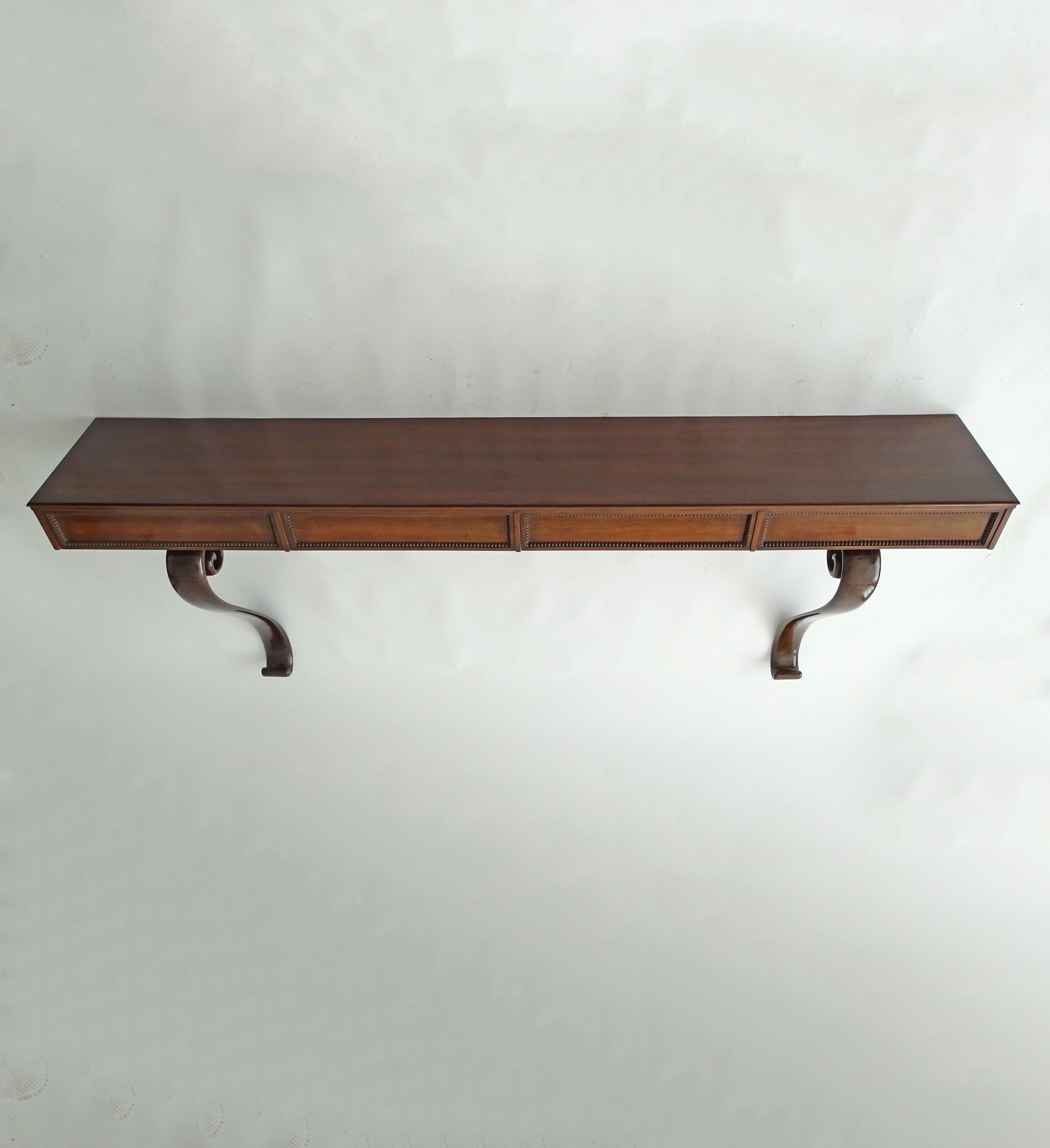 Italian 1940s Large Wall Console with Four Drawers For Sale 3
