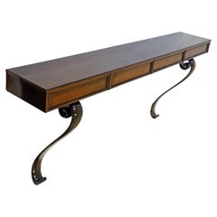 Retro Long Osvaldo Borsani Wall Console with Four Drawers, Italy 1950s