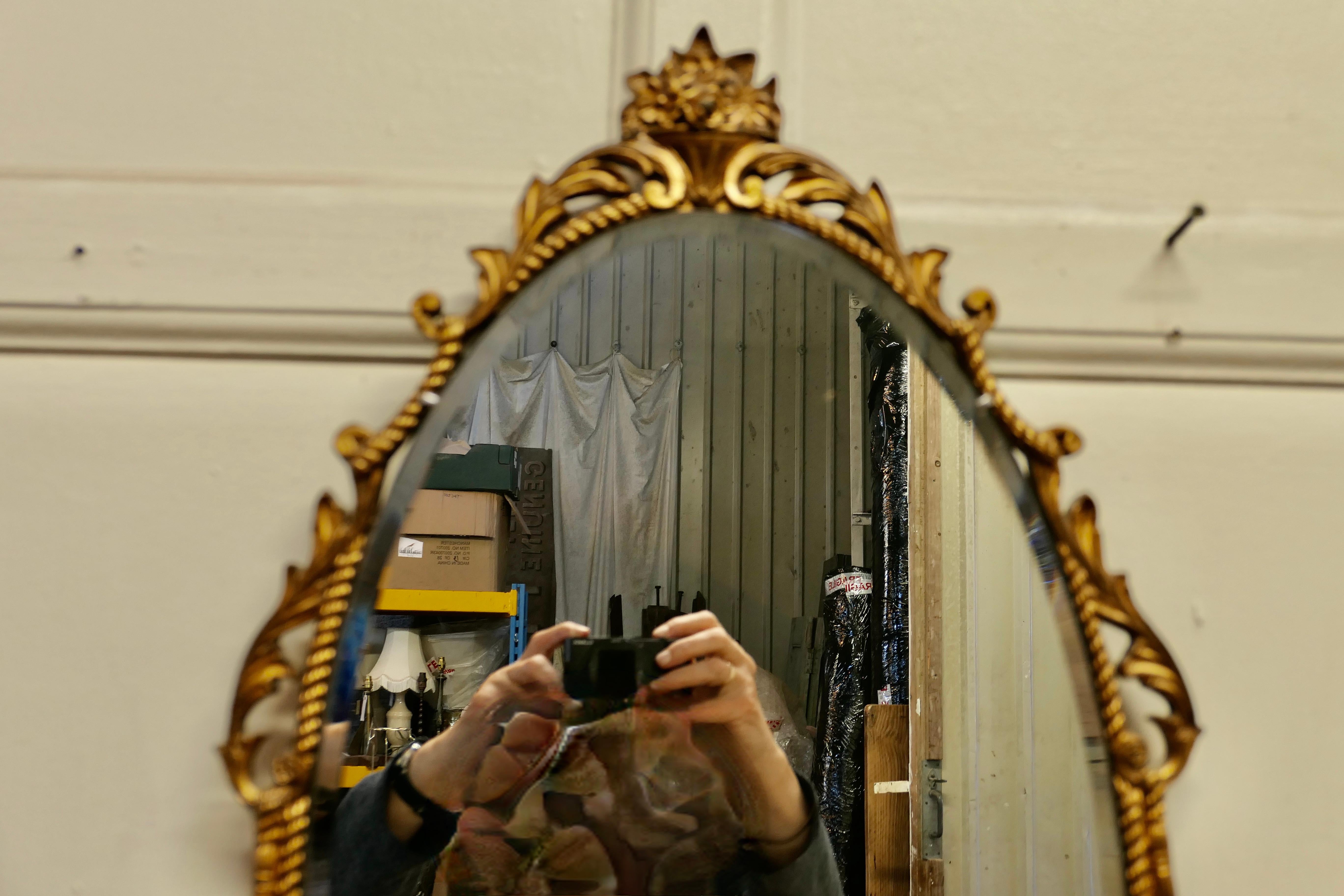 Long Oval Art Deco Atsonea Ornate Gilt Wall Mirror In Good Condition In Chillerton, Isle of Wight