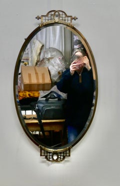 Long Oval Art Deco Brass Wall Mirror