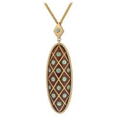 Long Oval Demantoid Garnet Pendant by Zoltan David