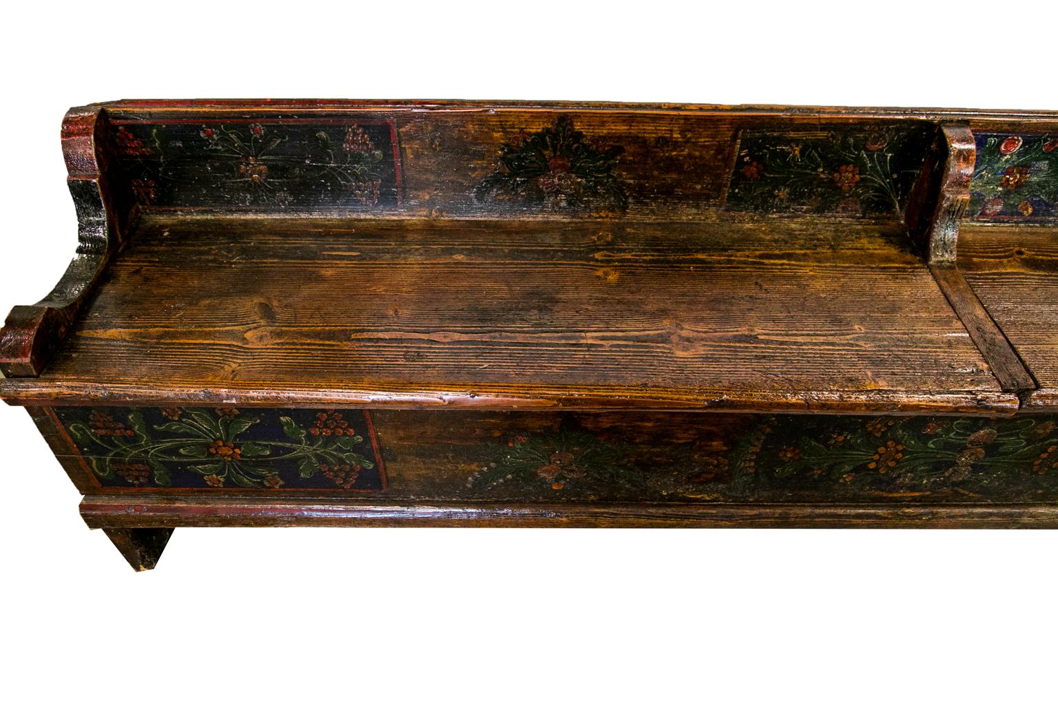 Mid-19th Century Long Painted European Bench