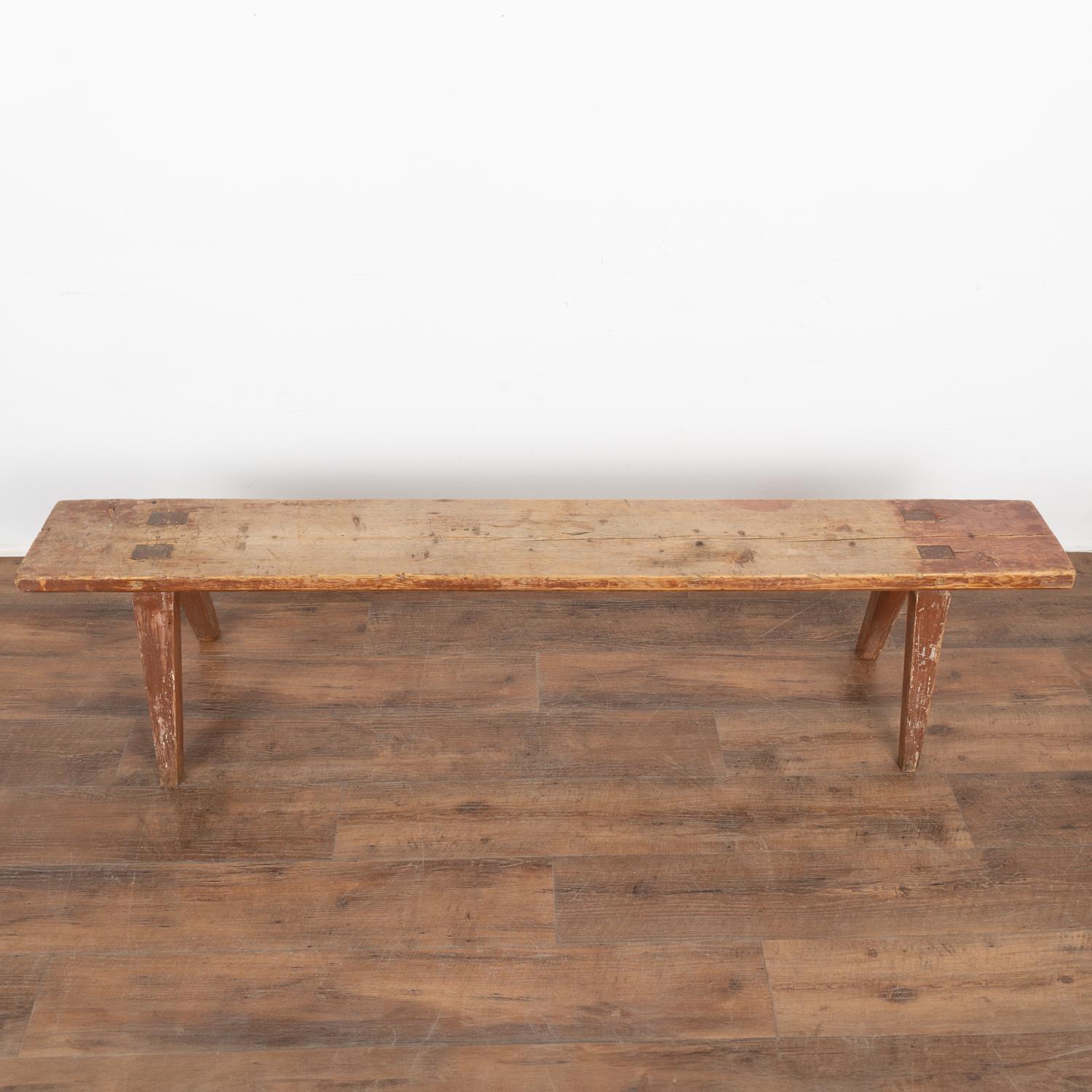 Swedish Long Painted Pine Bench from Sweden, circa 1890 For Sale