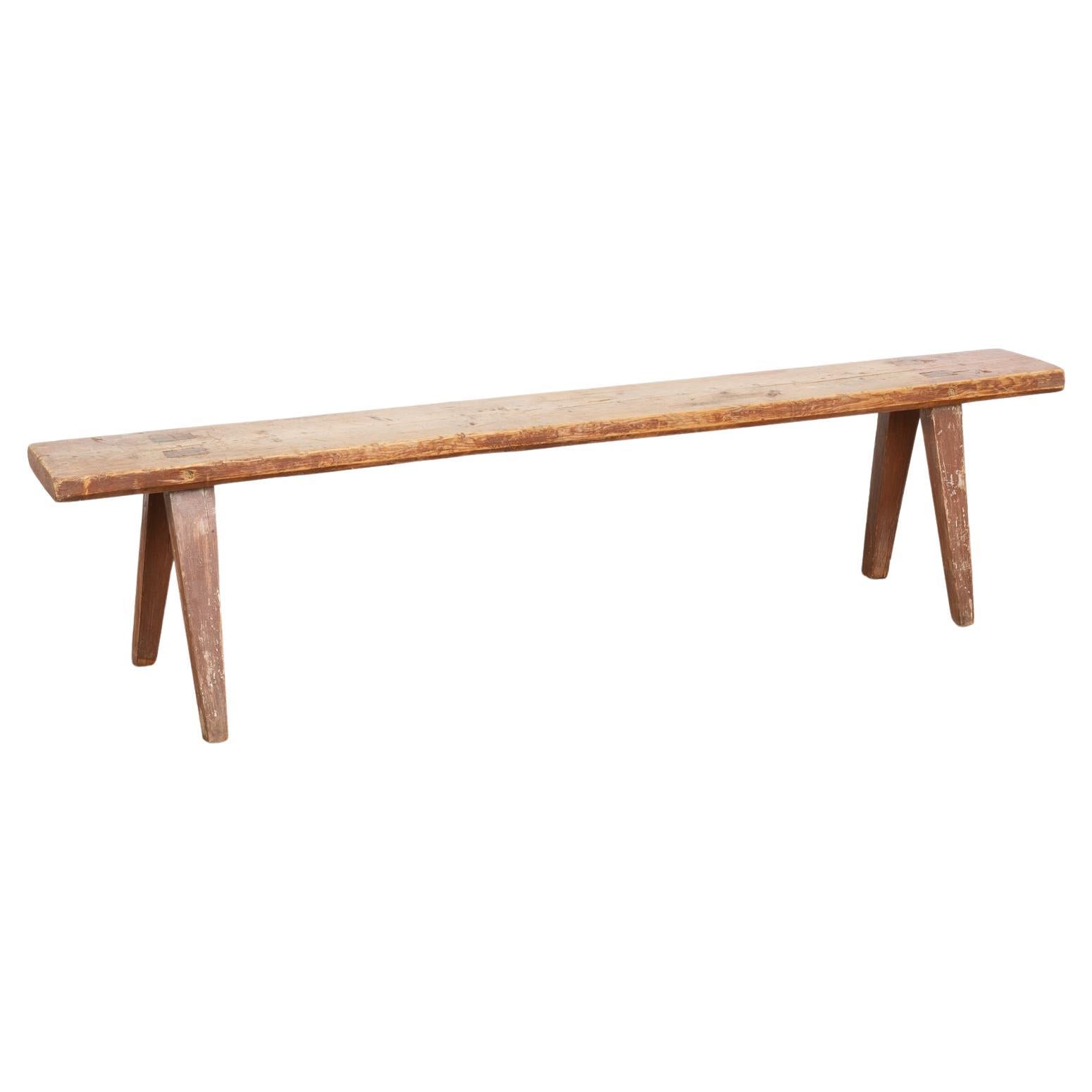 Long Painted Pine Bench from Sweden, circa 1890 For Sale