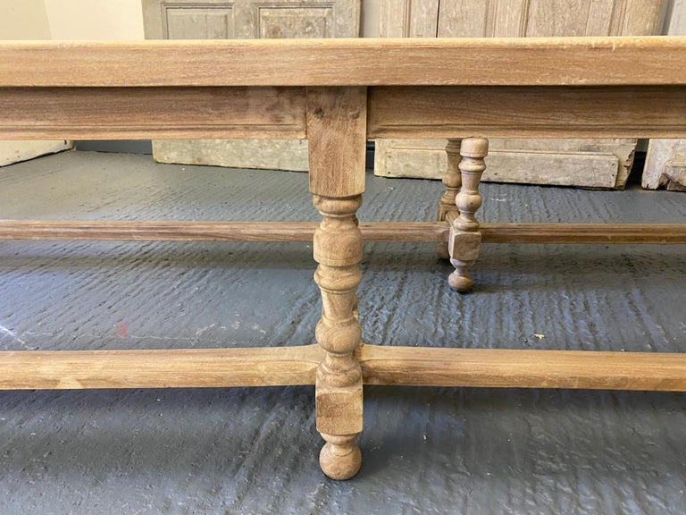 Long Pair French Bleached Oak Farmhouse Dining Benches For Sale at 1stDibs