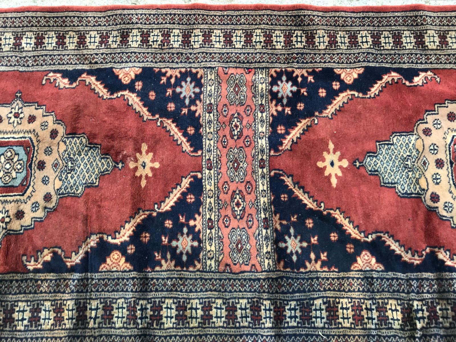 Hand-Knotted Bobyrug’s Long Pakistan Vintage Rug For Sale