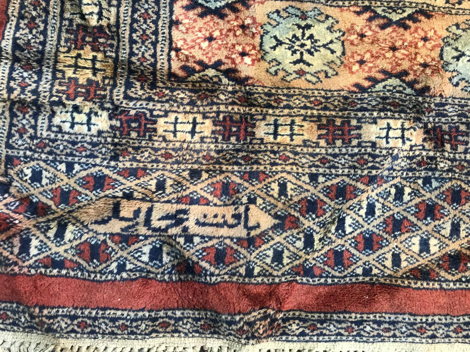 Bobyrug’s Long Pakistan Vintage Rug For Sale 1