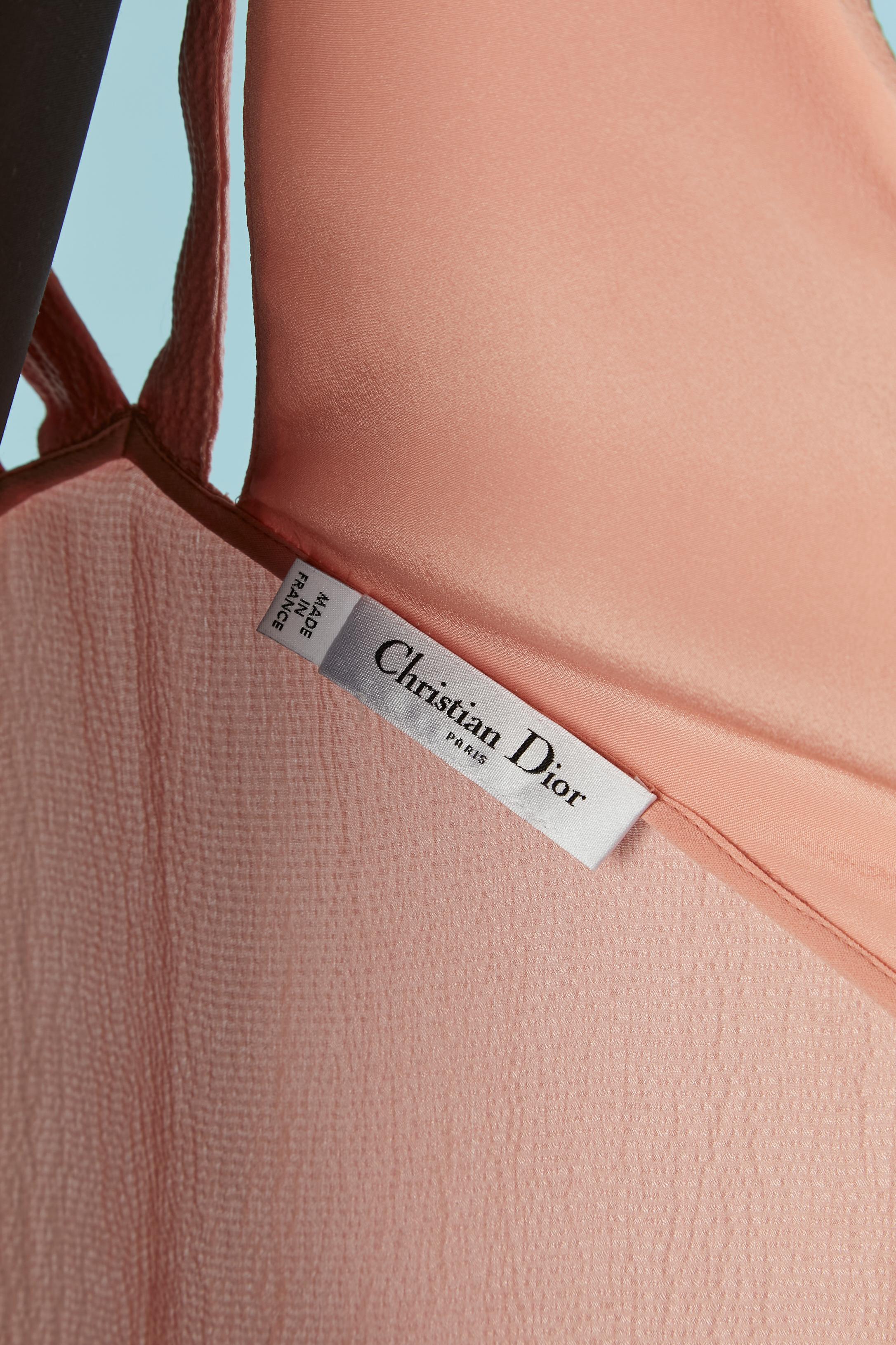 Abito da sera lungo in seta rosa pallido con tagli CHRISTIAN DIOR in vendita 3