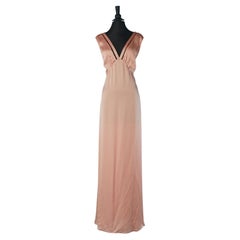 Long pale pink silk evening dress with cut-work CHRISTIAN DIOR