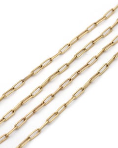 Long paperclip chain 18 karat gold, vintage long chain necklace, paperclip