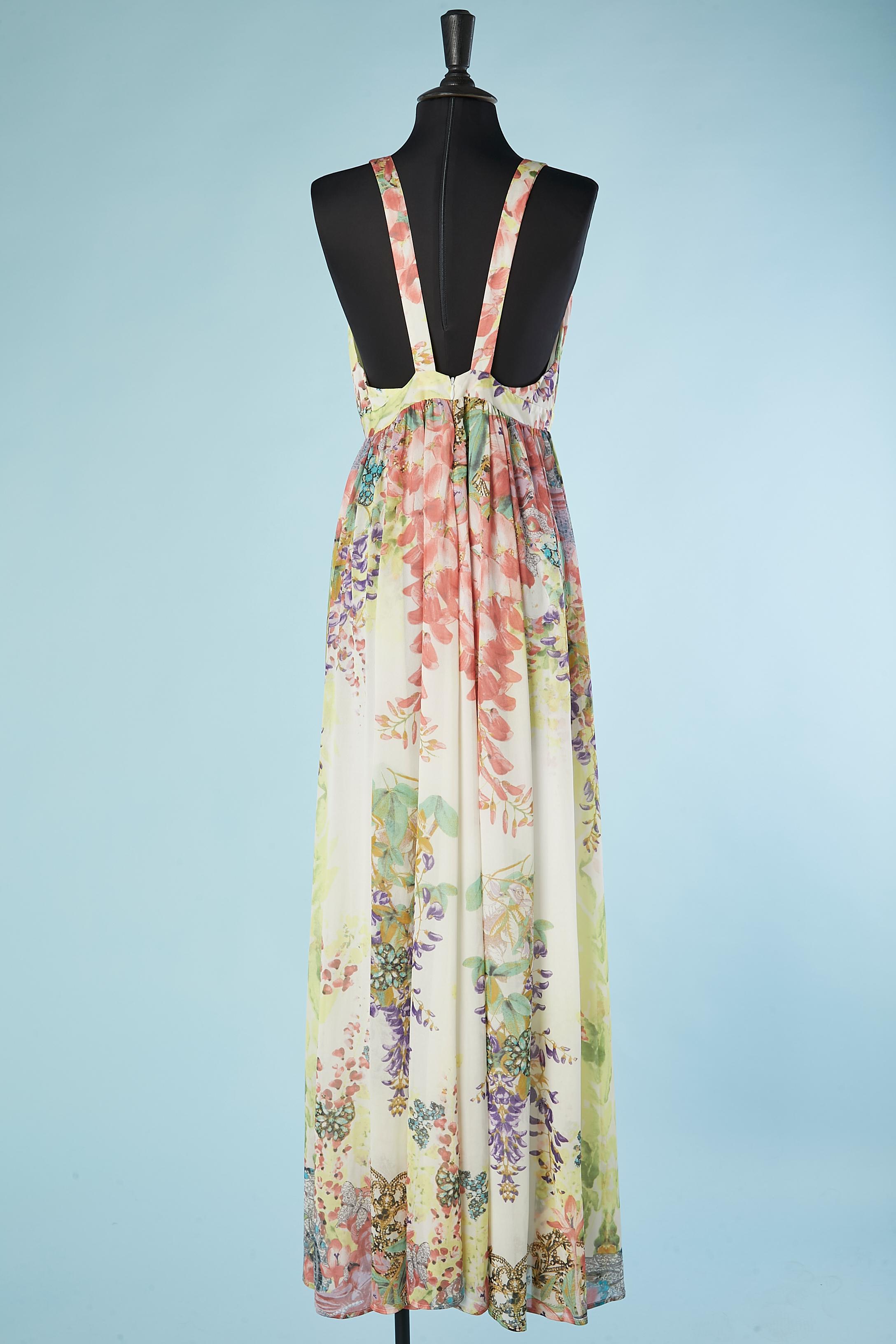 Long pastel print rayon jersey dress CLASS Roberto Cavalli  For Sale 2