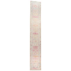 Long tapis de couloir géométrique turc d'Anatolie pastel