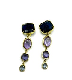 Long Patrizia Daliana earrings in 24 KT gilded bronze with glass crystals