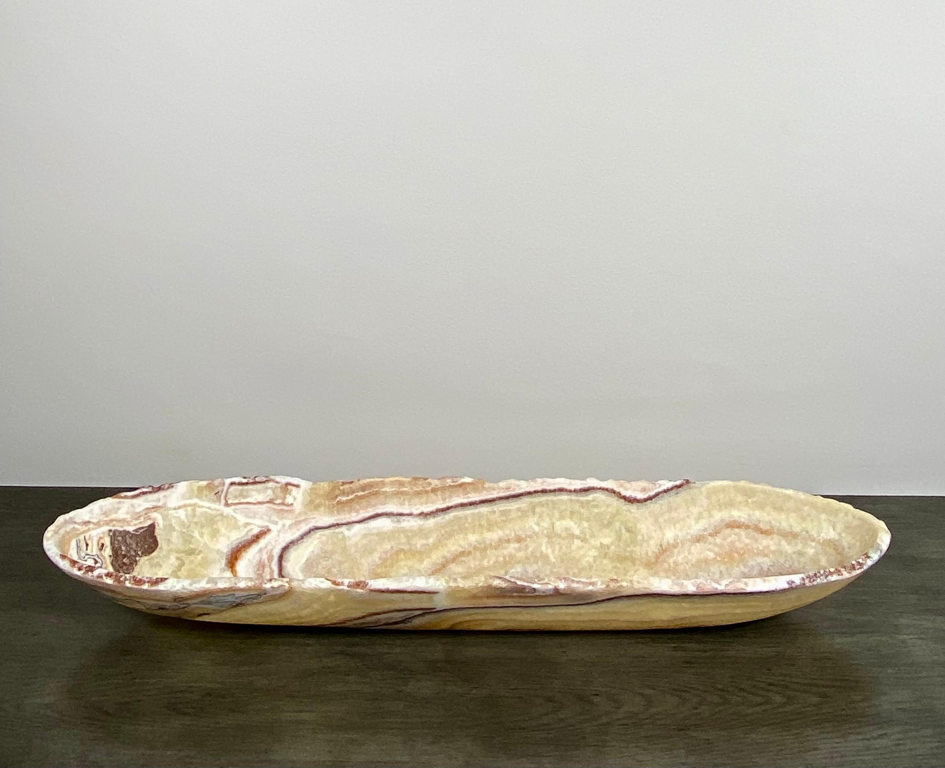 Long Patterned Onyx Bowl For Sale 1