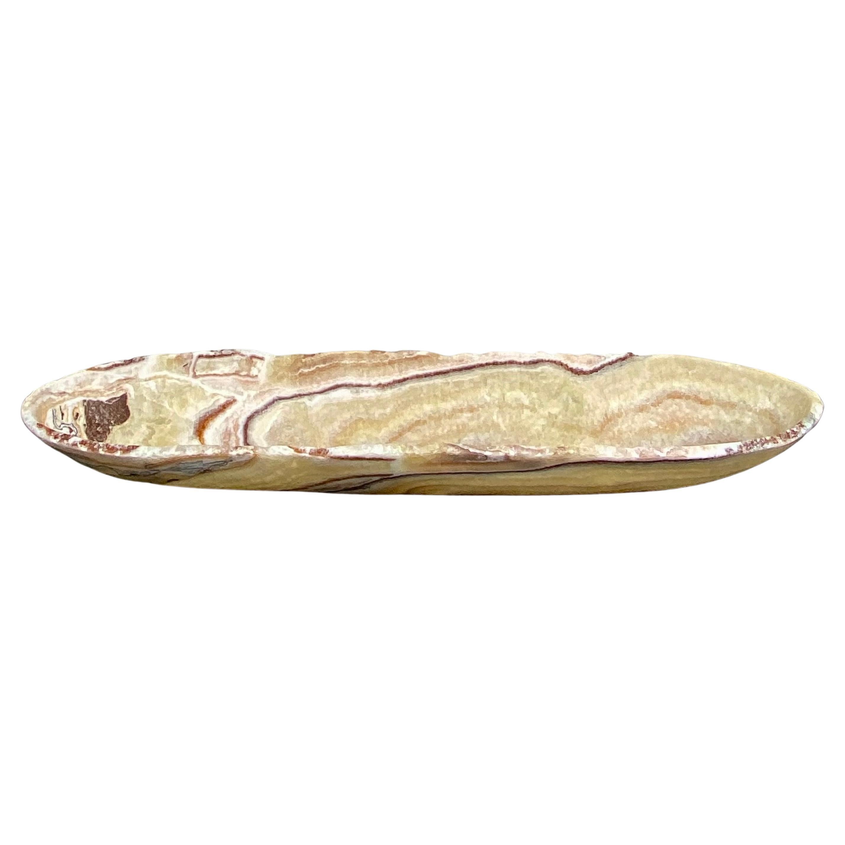 Long Patterned Onyx Bowl For Sale