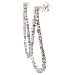 Long Pear Motif Diamond Drop Earring 4.19 Carats 18 Karat White Gold 2 Inches