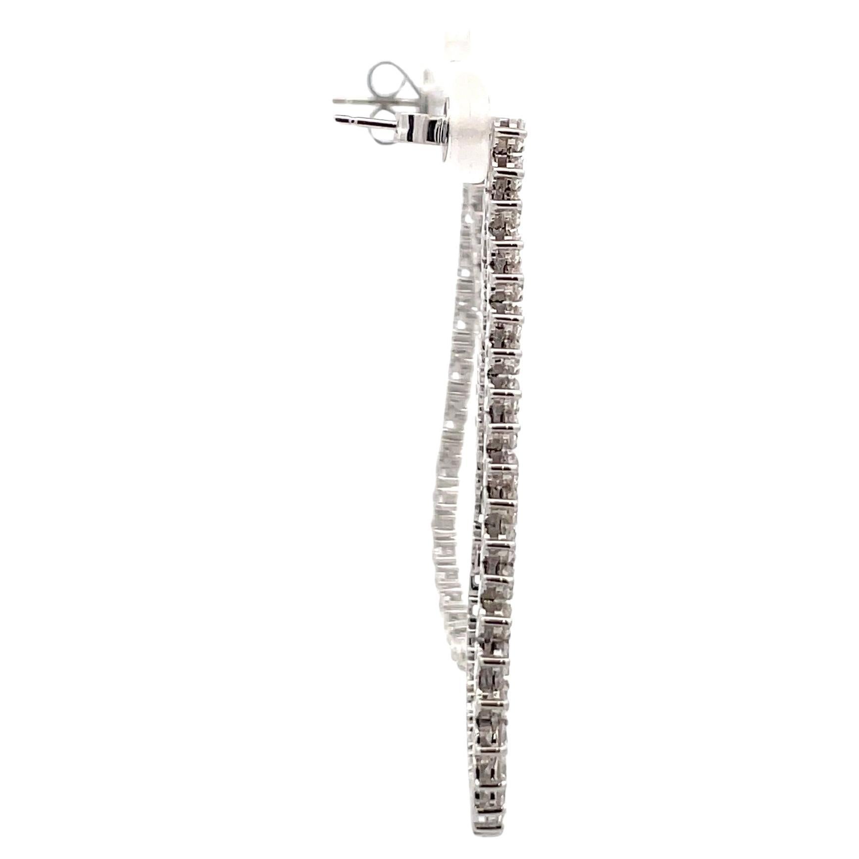 Contemporary Long Pear Motif Diamond Drop Earring 4.19 Carats 18 Karat White Gold 2 Inches For Sale