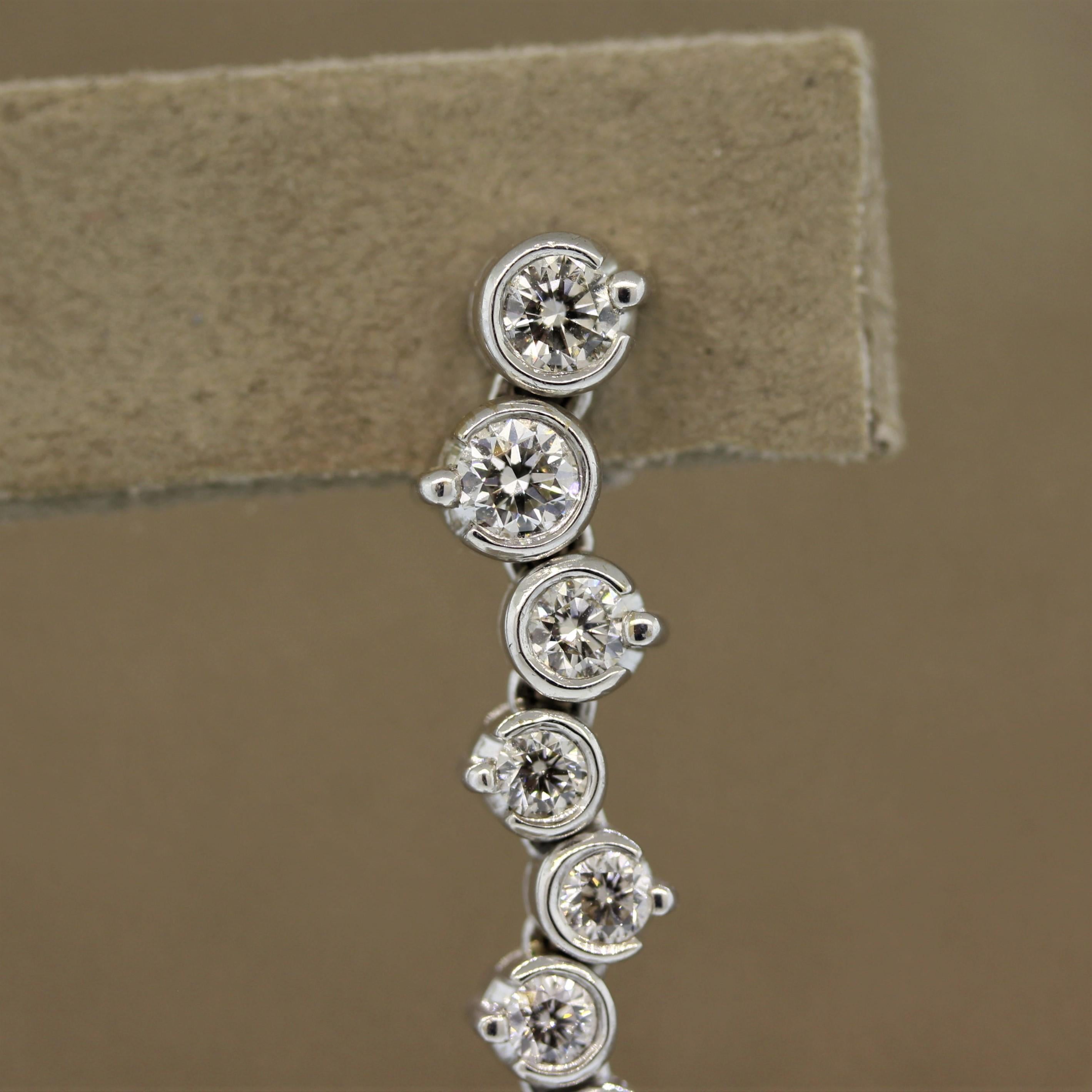Women's Long Pearl Diamond Gold Drop Earrings