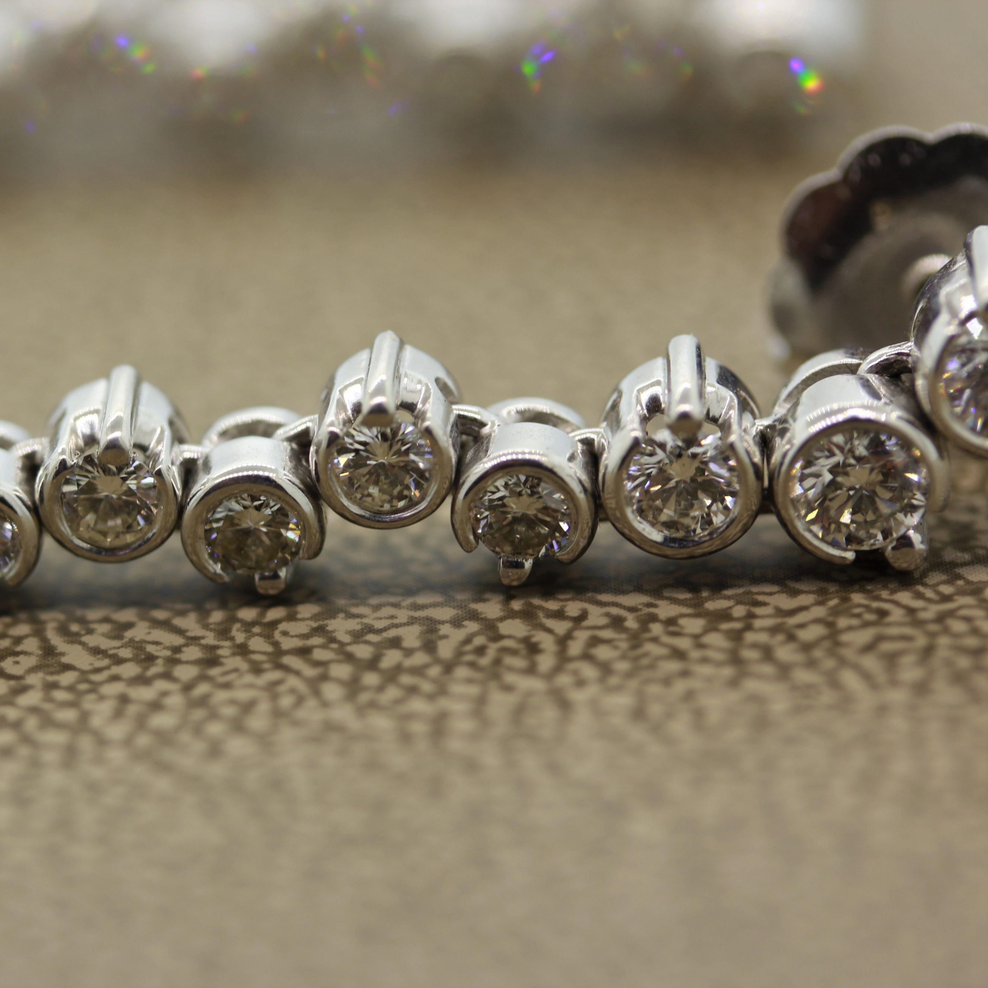 Long Pearl Diamond Gold Drop Earrings 4