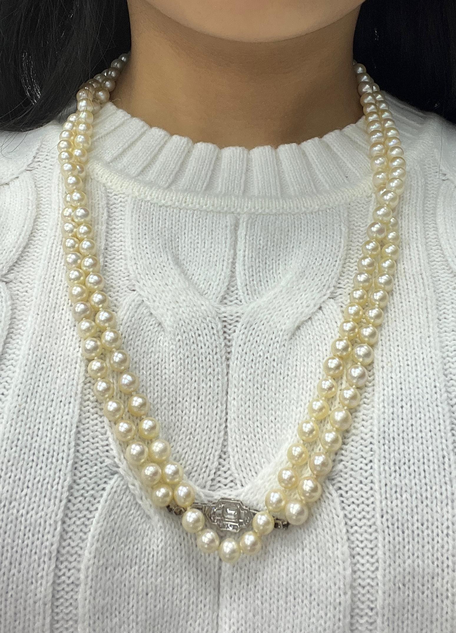 Long Pearl Diamond Sautoir Necklace For Sale 1