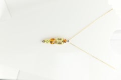 Large Yellow Pendant Brilliant Citrine Lemon and Orange Gemstones 14 Karat