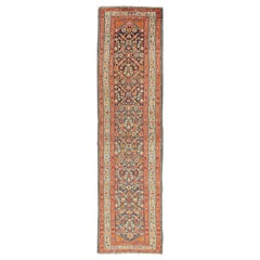 Long Persian Runner with Blue and Orange in Geometric All over Pattern