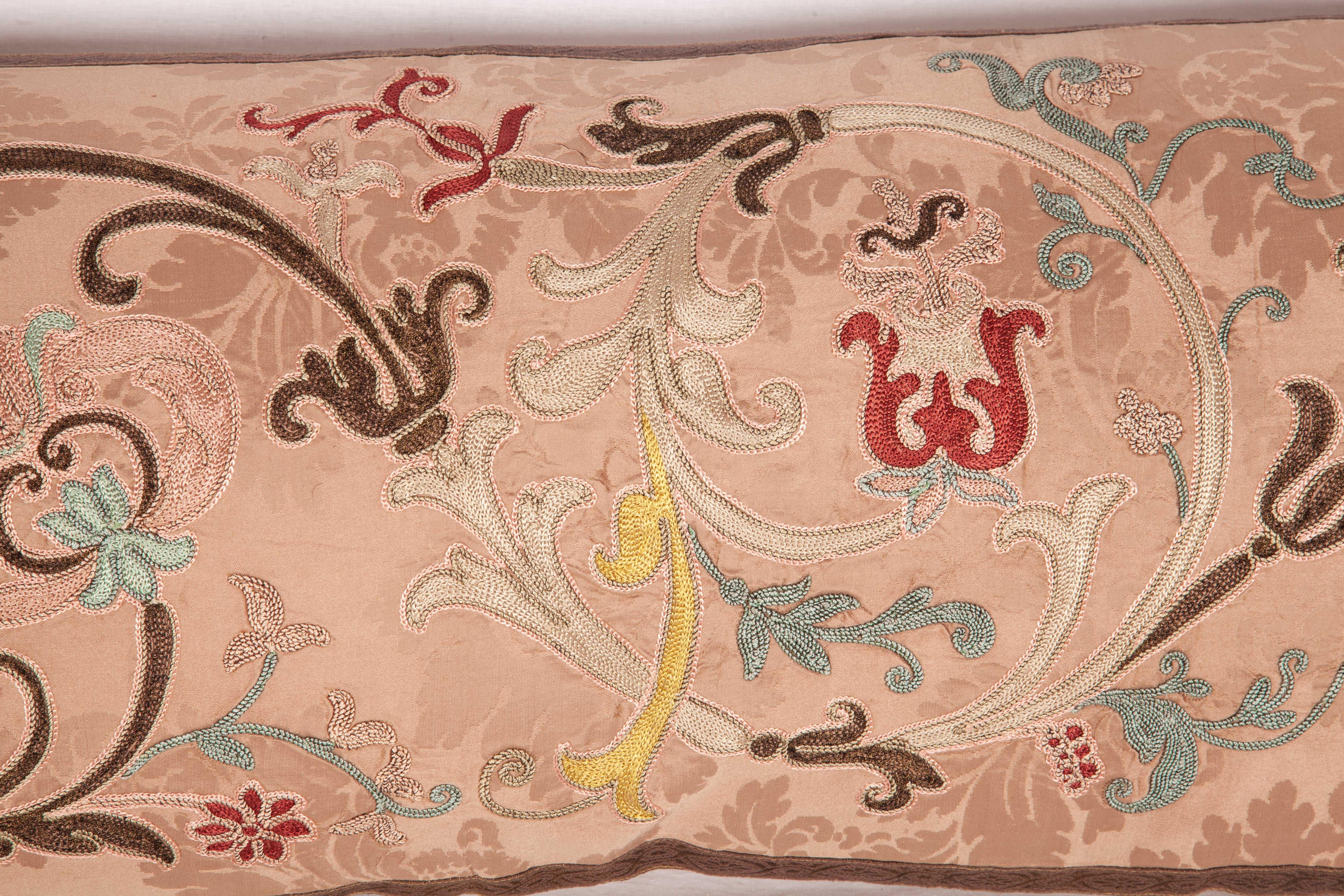 French Long Pillow Case Fashioned from a European Embroidery, Late 19th Century