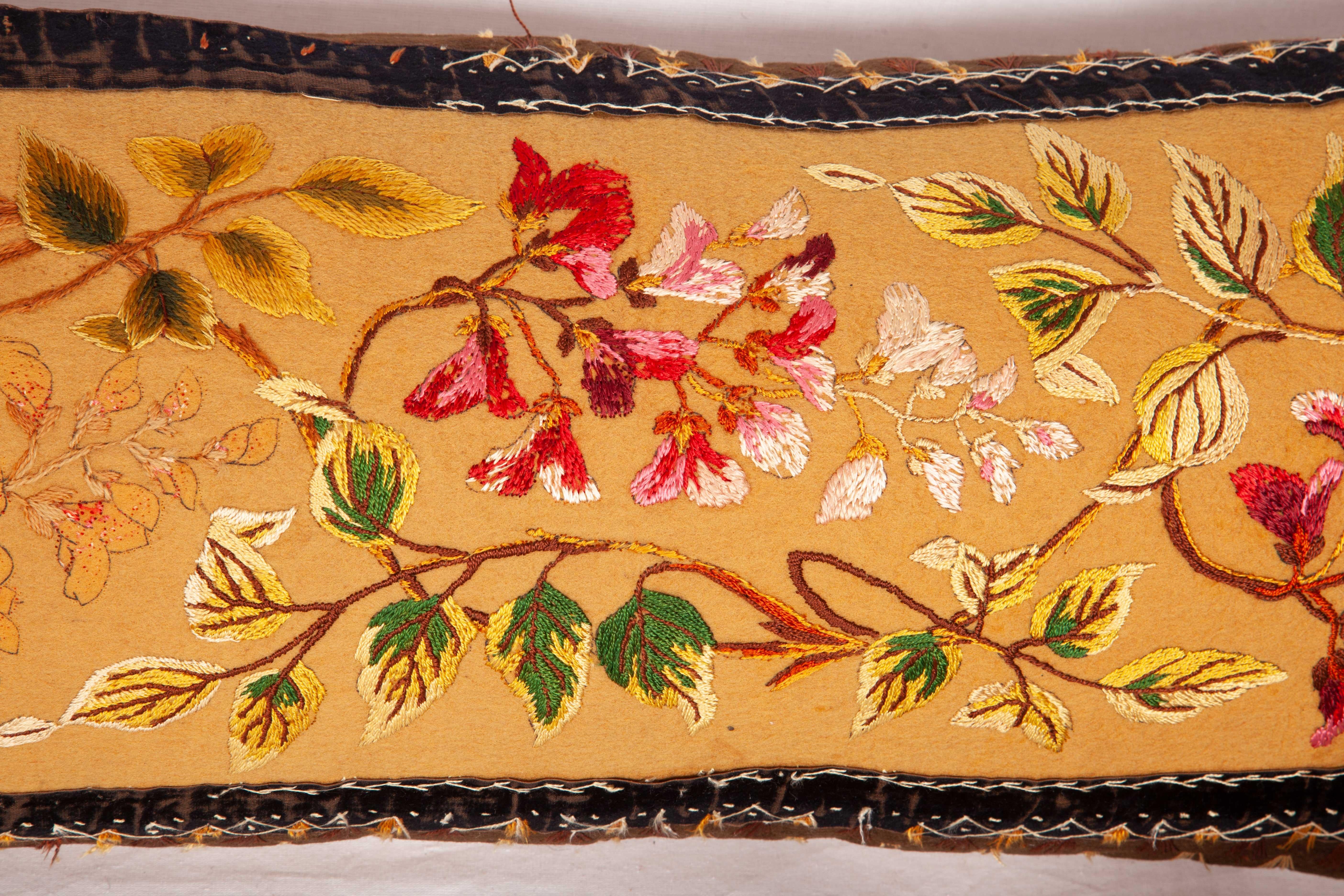 Long Pillow Case Fashioned from a European Embroidery, Late 19th Century In Fair Condition In Istanbul, TR