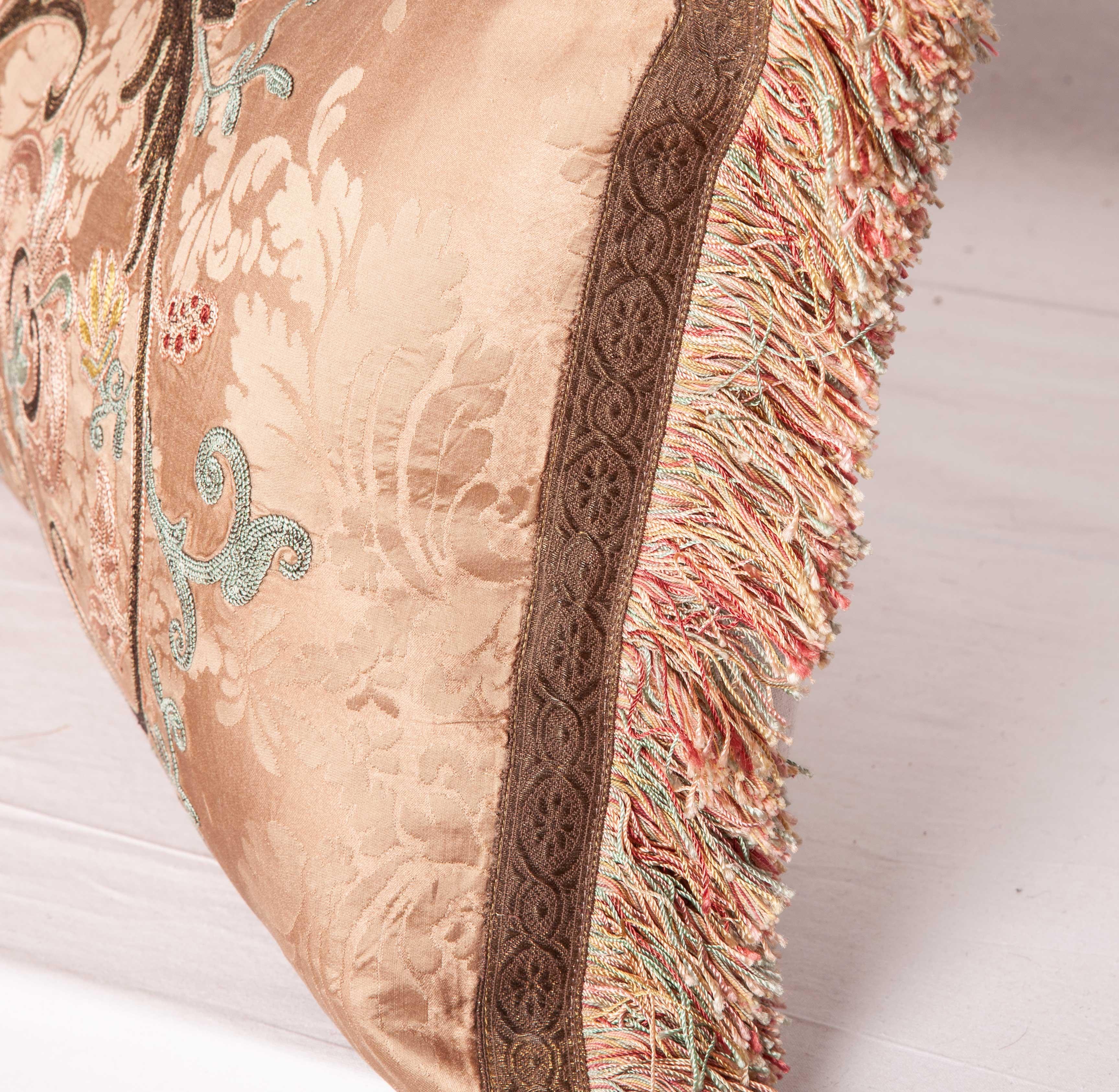 Long Pillow Case Fashioned from a European Embroidery, Late 19th Century 1