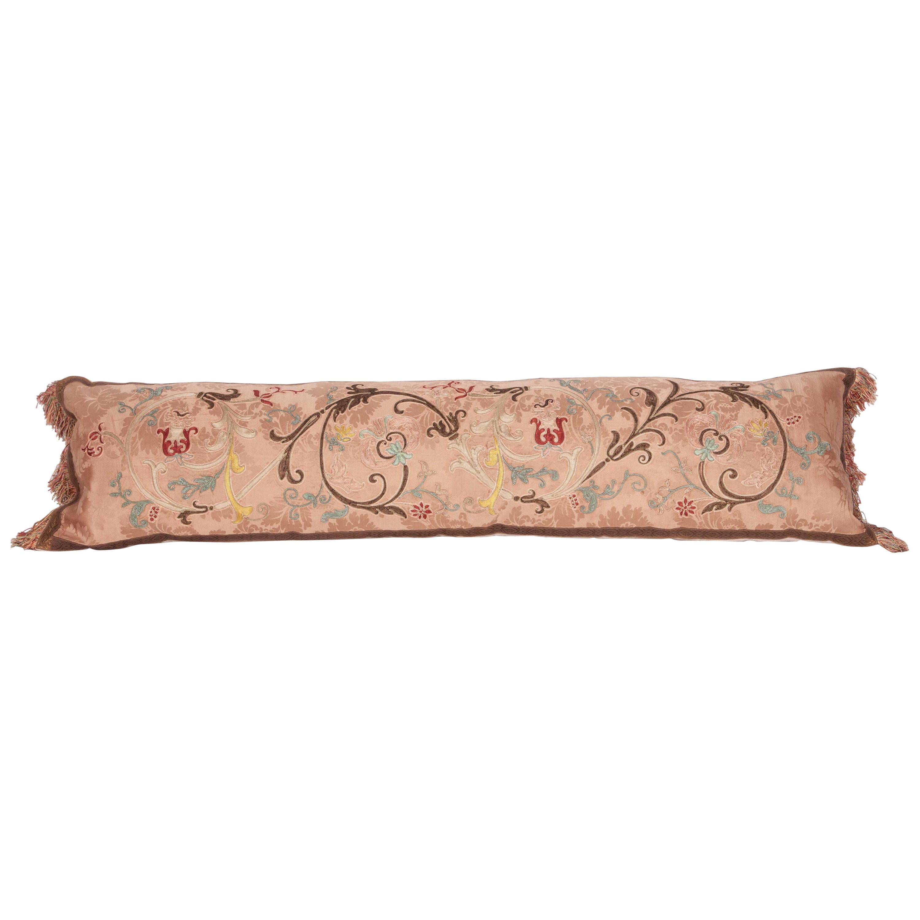 Long Pillow Case Fashioned from a European Embroidery, Late 19th Century