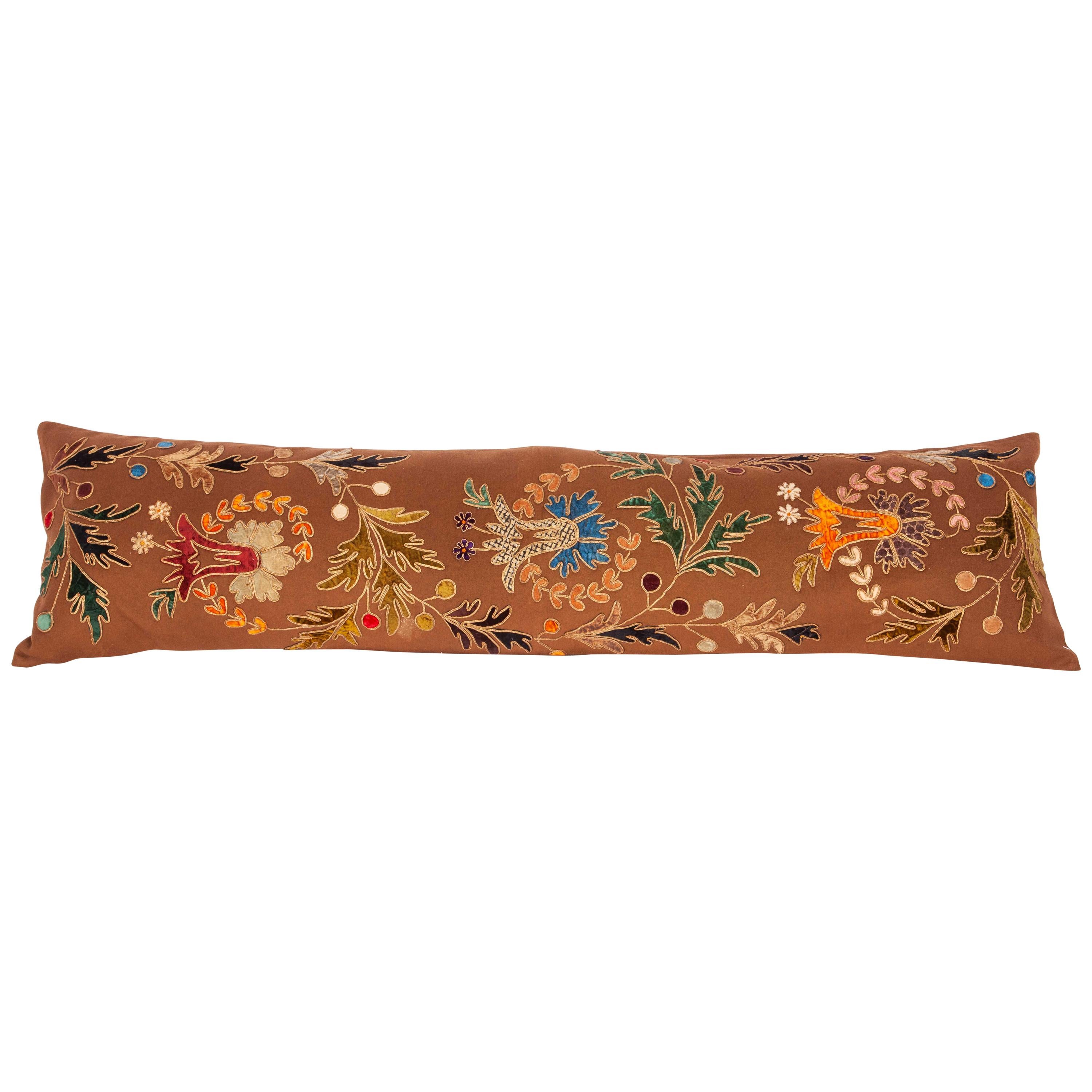 Appliqué Long Pillow Case Made from a 19th Century European Applique Panel