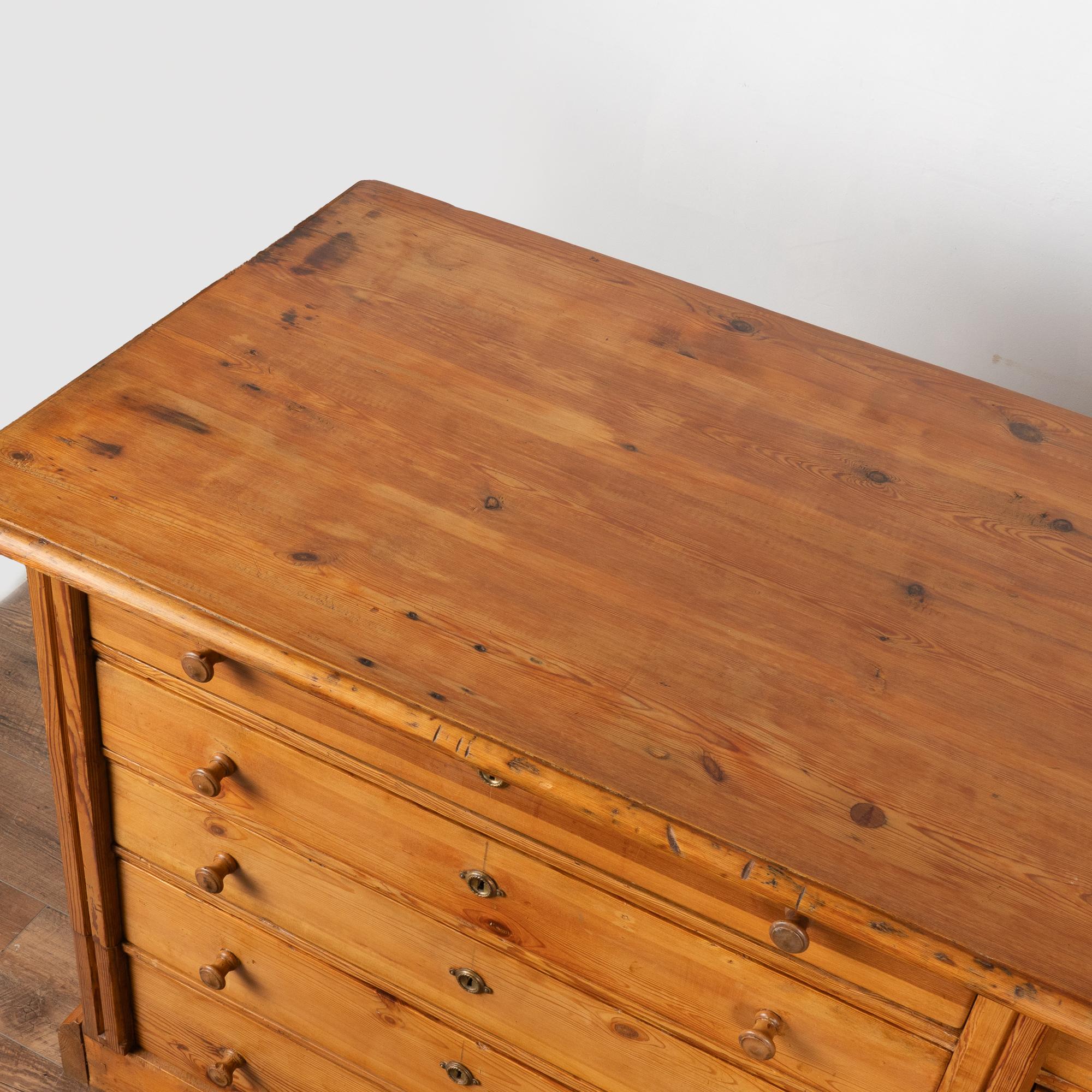 19th Century Long Pine 15 Drawer Apothecary Counter Island, Denmark circa 1860-80